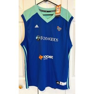 Adidas New York Liberty Blank Blue WNBA Foxwoods Boost Jersey Adult Size Large